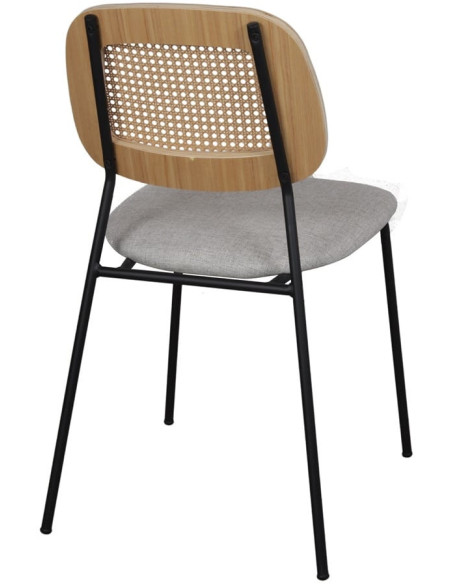 Chaise de salle à manger cannage naturel tissu sable 47x51x82 cm Trosa  - 4