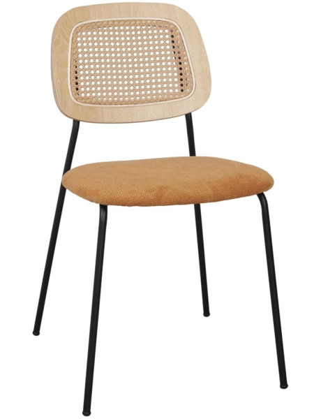 Chaise cannage jaune curry 47x51x82 cm Trosa  - 1