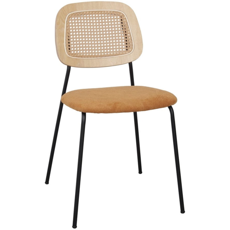 Chaise cannage jaune curry 47x51x82 cm Trosa  - 1