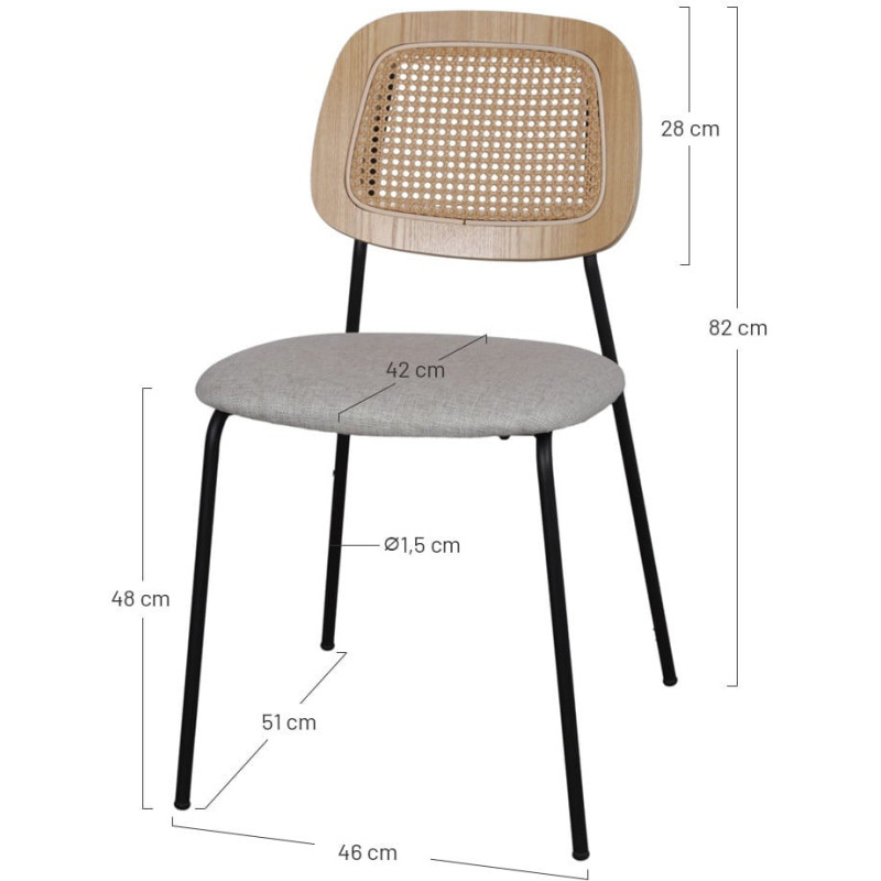 Chaise cannage jaune curry 47x51x82 cm Trosa  - 5