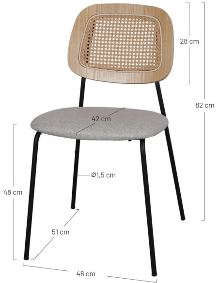 Chaise cannage jaune curry 47x51x82 cm Trosa  - 5