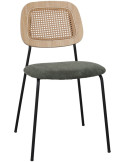 Chaise cannage tissu vert olive 47x51x82 cm Trosa