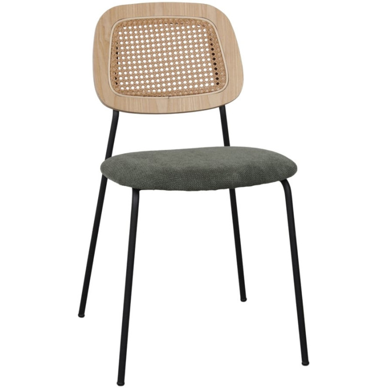 Chaise cannage tissu vert olive 47x51x82 cm Trosa  - 1