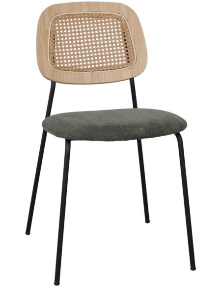 Chaise cannage tissu vert olive 47x51x82 cm Trosa  - 1