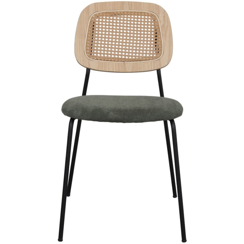 Chaise cannage tissu vert olive 47x51x82 cm Trosa  - 2
