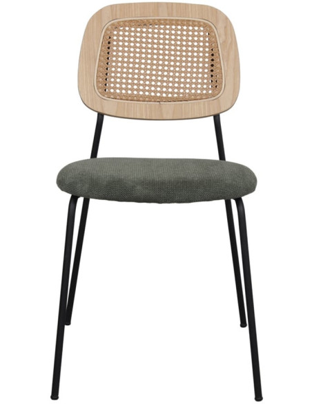 Chaise cannage tissu vert olive 47x51x82 cm Trosa  - 2