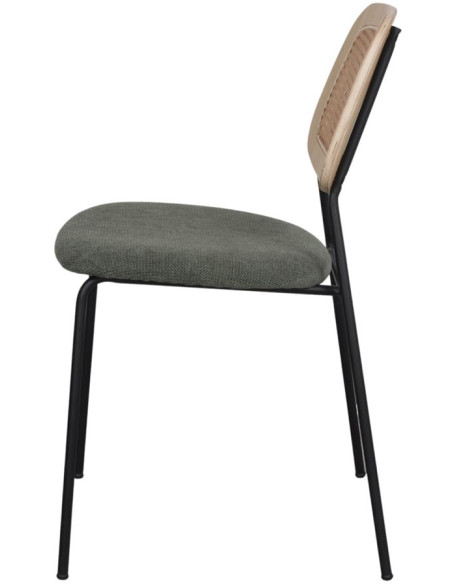 Chaise cannage tissu vert olive 47x51x82 cm Trosa  - 3