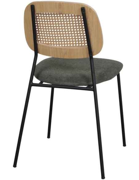 Chaise cannage tissu vert olive 47x51x82 cm Trosa  - 4