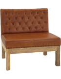 Banquette en cuir véritable capitonnée brun cognac 90x70x90 cm Ragusa