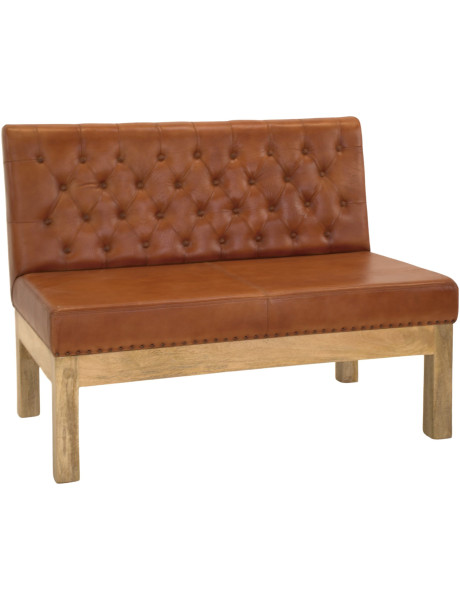 Banquette 2 places en cuir véritable capitonnée brun cognac 120x70x90 cm Ragusa  - 1