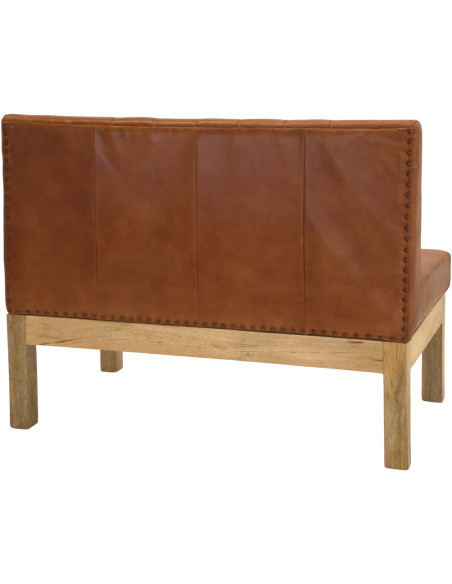 Banquette 2 places en cuir véritable capitonnée brun cognac 120x70x90 cm Ragusa  - 4