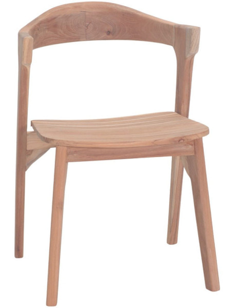 Chaise salle à manger teck massif naturel 53x55x78,5 cm Solvane  - 1