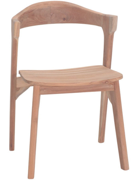 Chaise salle à manger teck massif naturel 53x55x78,5 cm Solvane  - 1