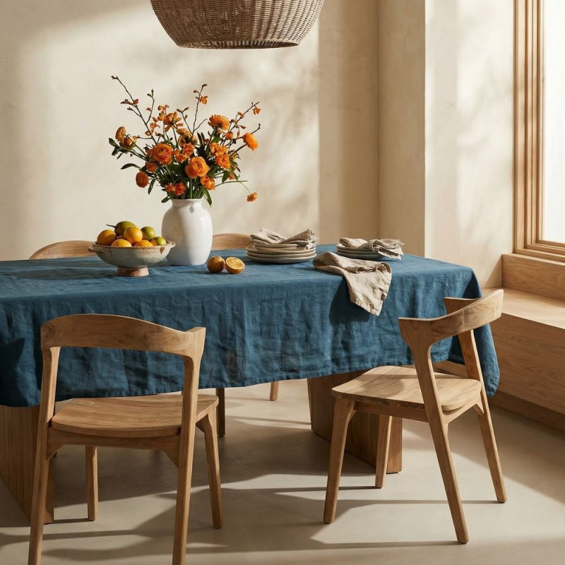 Chaise salle à manger teck massif naturel 53x55x78,5 cm Solvane  - 2