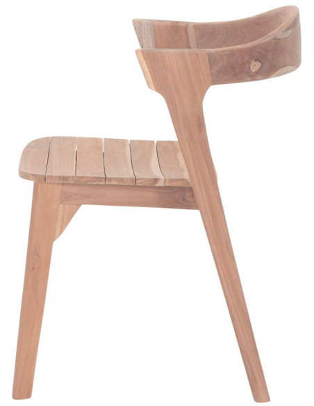 Chaise salle à manger teck massif naturel 53x55x78,5 cm Solvane  - 4