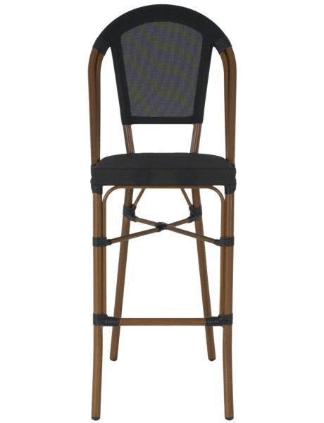 Tabouret de bar extérieur aluminium effet bambou noir 47x55x119 cm Taverno  - 1