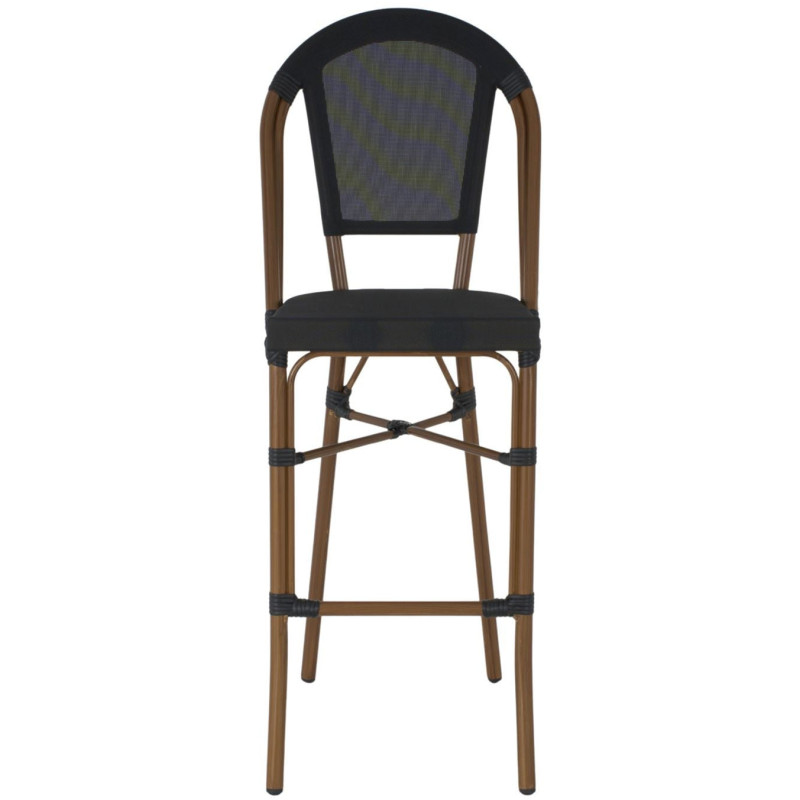 Tabouret de bar extérieur aluminium effet bambou noir 47x55x119 cm Taverno  - 1