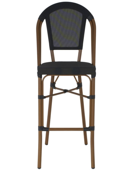 Tabouret de bar extérieur aluminium effet bambou noir 47x55x119 cm Taverno  - 1