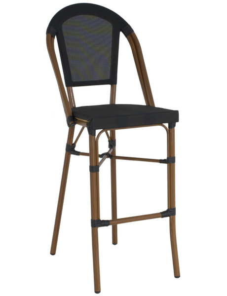 Tabouret de bar extérieur aluminium effet bambou noir 47x55x119 cm Taverno  - 2