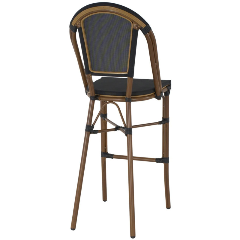 Tabouret de bar extérieur aluminium effet bambou noir 47x55x119 cm Taverno  - 3