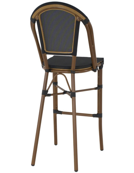 Tabouret de bar extérieur aluminium effet bambou noir 47x55x119 cm Taverno  - 3