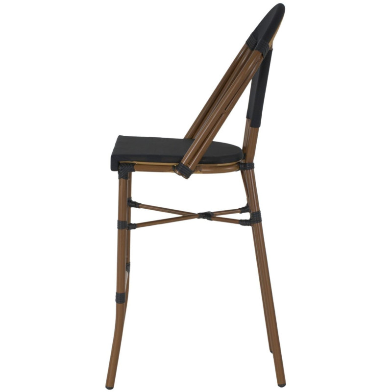 Tabouret de bar extérieur aluminium effet bambou noir 47x55x119 cm Taverno  - 4