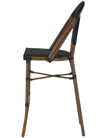 Tabouret de bar extérieur aluminium effet bambou noir 47x55x119 cm Taverno  - 4