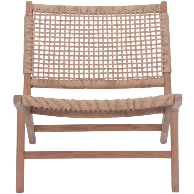 Fauteuil lounge teck massif rotin naturel 66x80x68 cm Elorcia  - 1