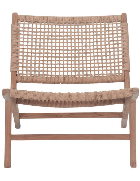 Fauteuil lounge teck massif rotin naturel 66x80x68 cm Elorcia  - 1