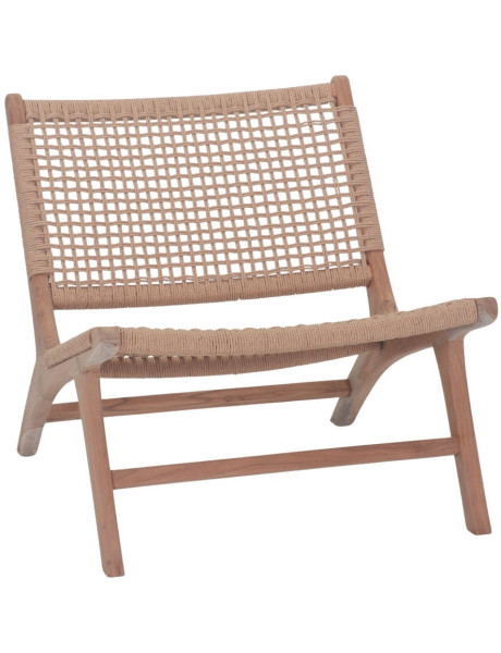 Fauteuil lounge teck massif rotin naturel 66x80x68 cm Elorcia  - 2