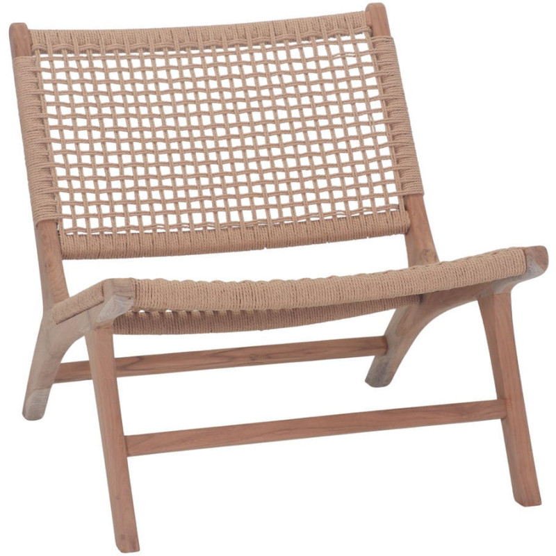 Fauteuil lounge teck massif rotin naturel 66x80x68 cm Elorcia  - 2