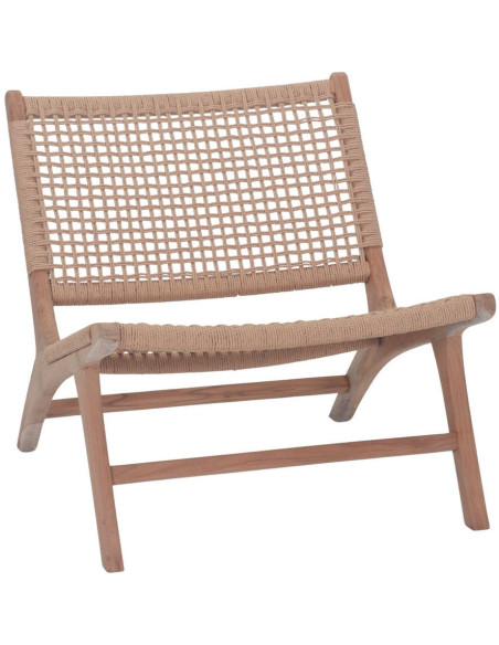 Fauteuil lounge teck massif rotin naturel 66x80x68 cm Elorcia  - 2