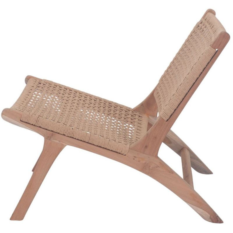 Fauteuil lounge teck massif rotin naturel 66x80x68 cm Elorcia  - 3