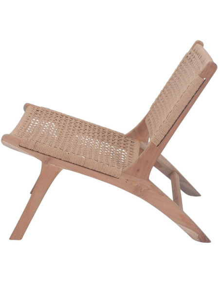 Fauteuil lounge teck massif rotin naturel 66x80x68 cm Elorcia  - 3