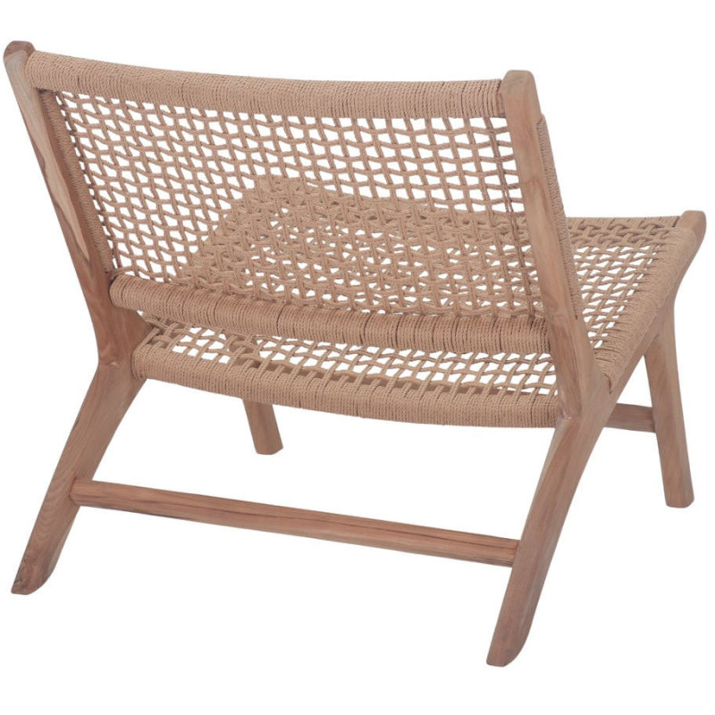 Fauteuil lounge teck massif rotin naturel 66x80x68 cm Elorcia  - 4