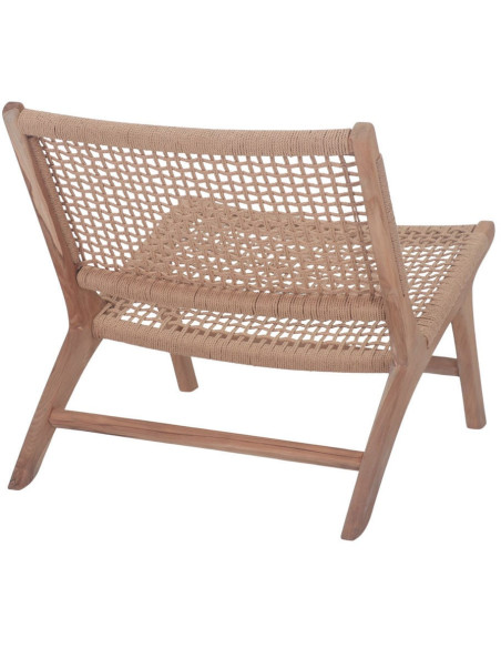Fauteuil lounge teck massif rotin naturel 66x80x68 cm Elorcia  - 4