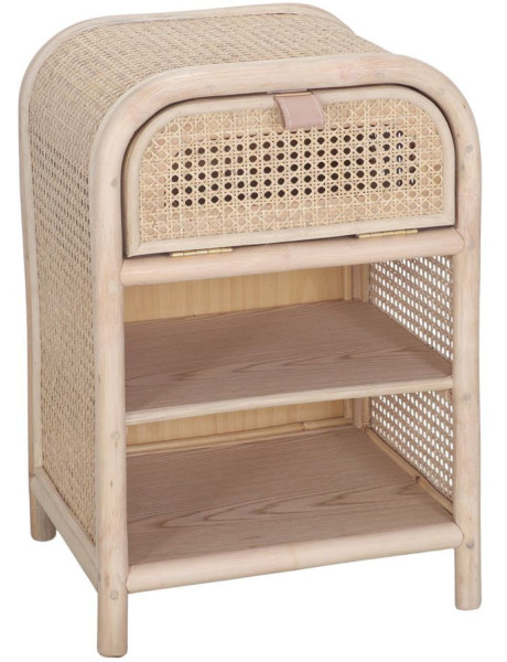 Table de chevet cannage rotin bambou naturel 40x75x55 cm Calivane  - 1