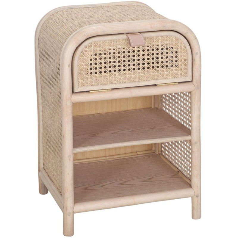 Table de chevet cannage rotin bambou naturel 40x75x55 cm Calivane  - 1