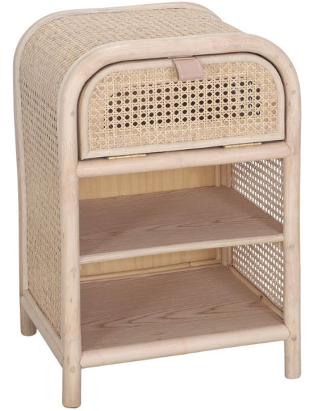 Table de chevet cannage rotin bambou naturel 40x75x55 cm Calivane  - 1