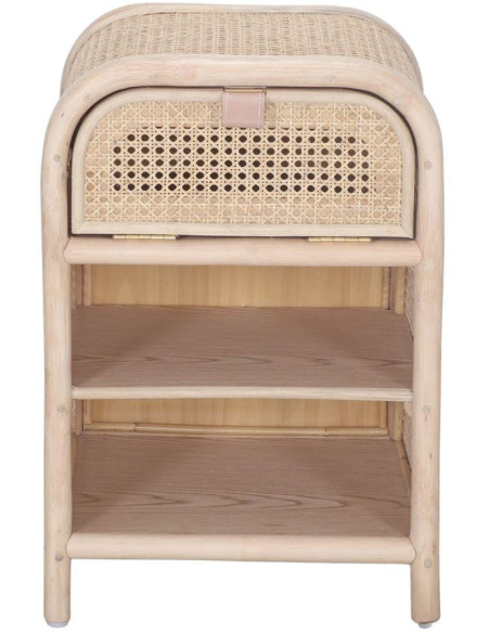 Table de chevet cannage rotin bambou naturel 40x75x55 cm Calivane  - 3