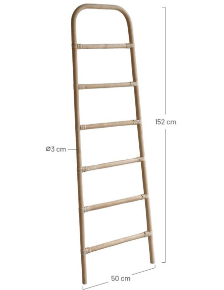 Échelle décorative rotin naturel porte-serviettes 50x3x152 cm Velmiane  - 6