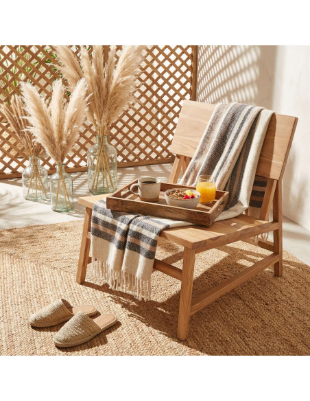 Fauteuil lounge bas teck massif naturel 63x74x72 cm Talamone  - 7