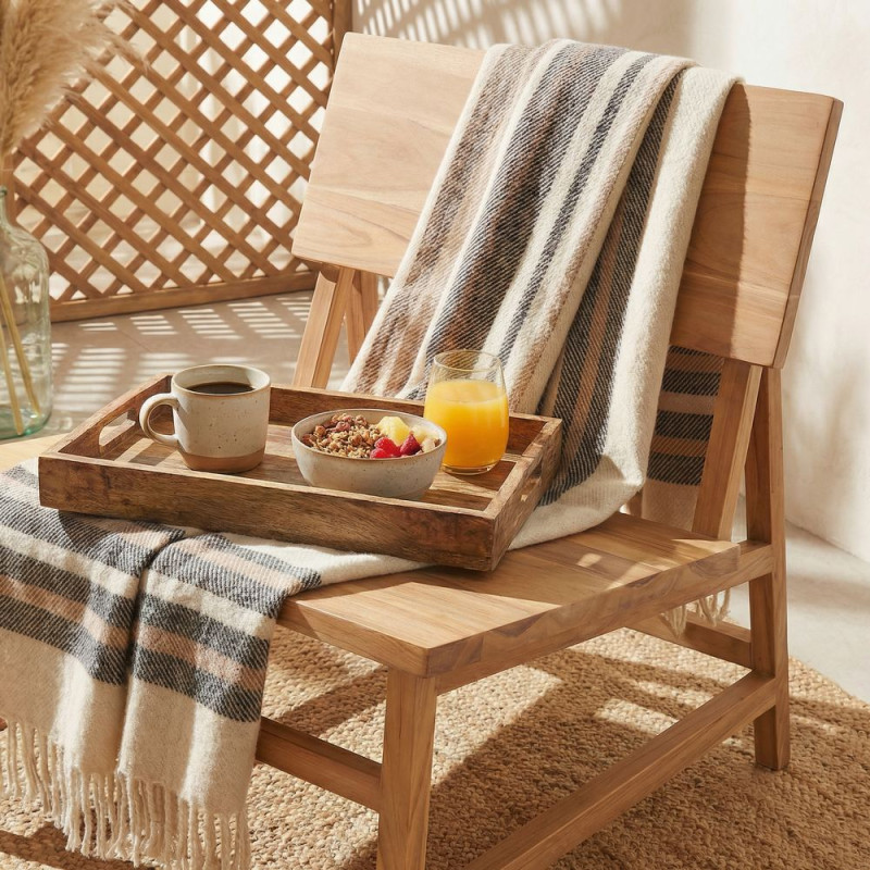 Fauteuil lounge bas teck massif naturel 63x74x72 cm Talamone  - 2
