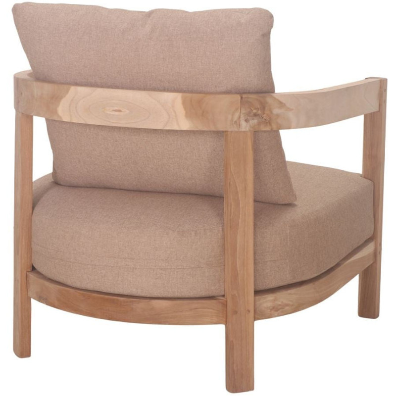 Fauteuil lounge teck massif coussins taupe 79x78x67 cm Valmoria  - 5