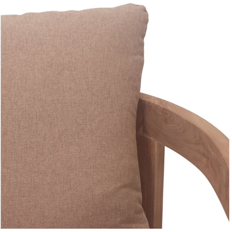 Fauteuil lounge teck massif coussins taupe 79x78x67 cm Valmoria  - 6