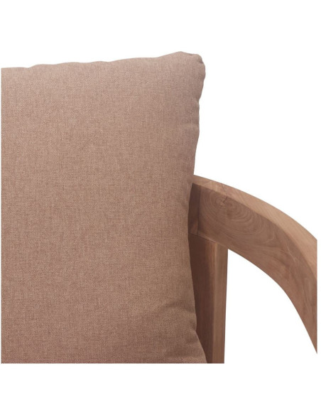 Fauteuil lounge teck massif coussins taupe 79x78x67 cm Valmoria  - 6