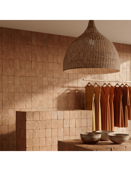 Abat-jour suspension rotin naturel brun 80x70 cm Arvelune  - 2