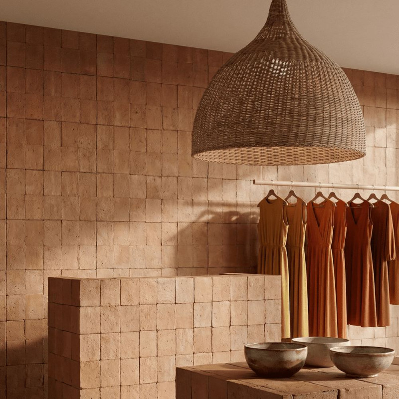 Abat-jour suspension rotin naturel brun 80x70 cm Arvelune  - 2