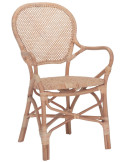 Chaise rotin cannage avec accoudoirs naturel 54x59x88 cm Vireliane