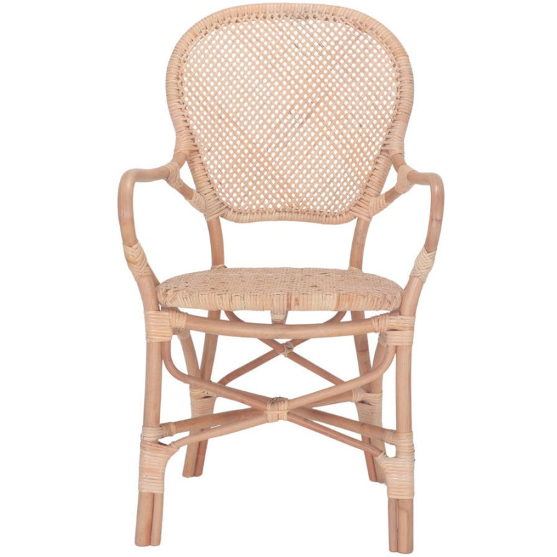 Chaise rotin cannage avec accoudoirs naturel 54x59x88 cm Vireliane  - 2